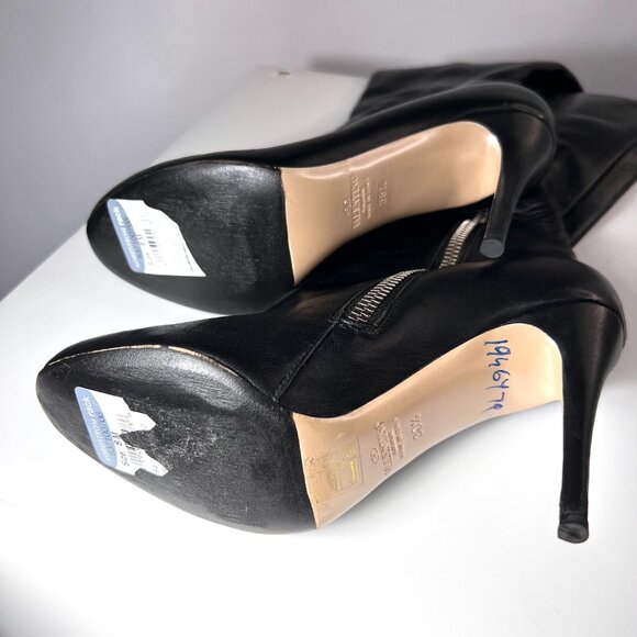 VALENTINO GARAVANI Bow over the knee Black Leather High Heel  Boots 38.5 NWOT - Picture 9 of 9